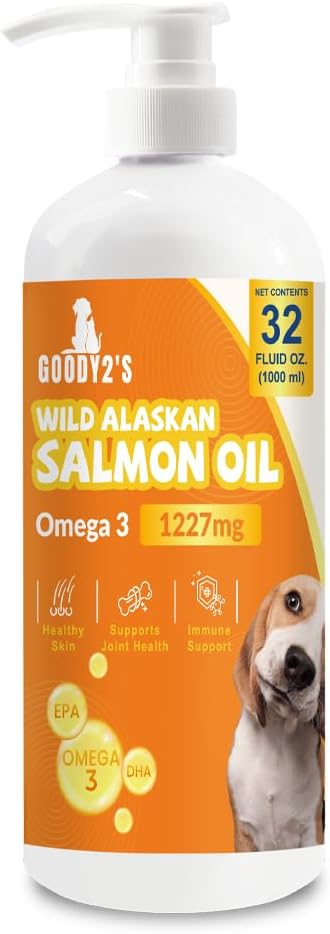Alaskan Salmon olio per cani e gatti - Omega 3 EPA DHA Fish Oil per pelle sana e cappotto, Joint & Bone supporto, Allergy Relief, & Inflammation Defense - 32oz All-Natural Liquid Supplement