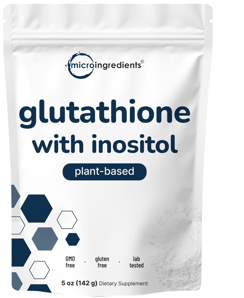 Glutathione Supplement, Glutathione Pure Polvere ridotta con Inositol, 5 oncia (9 mesi di alimentazione), 2 in 1 Formula, potenti ingredienti per antiossidanti, Supporta la funzione fegato, Vegan