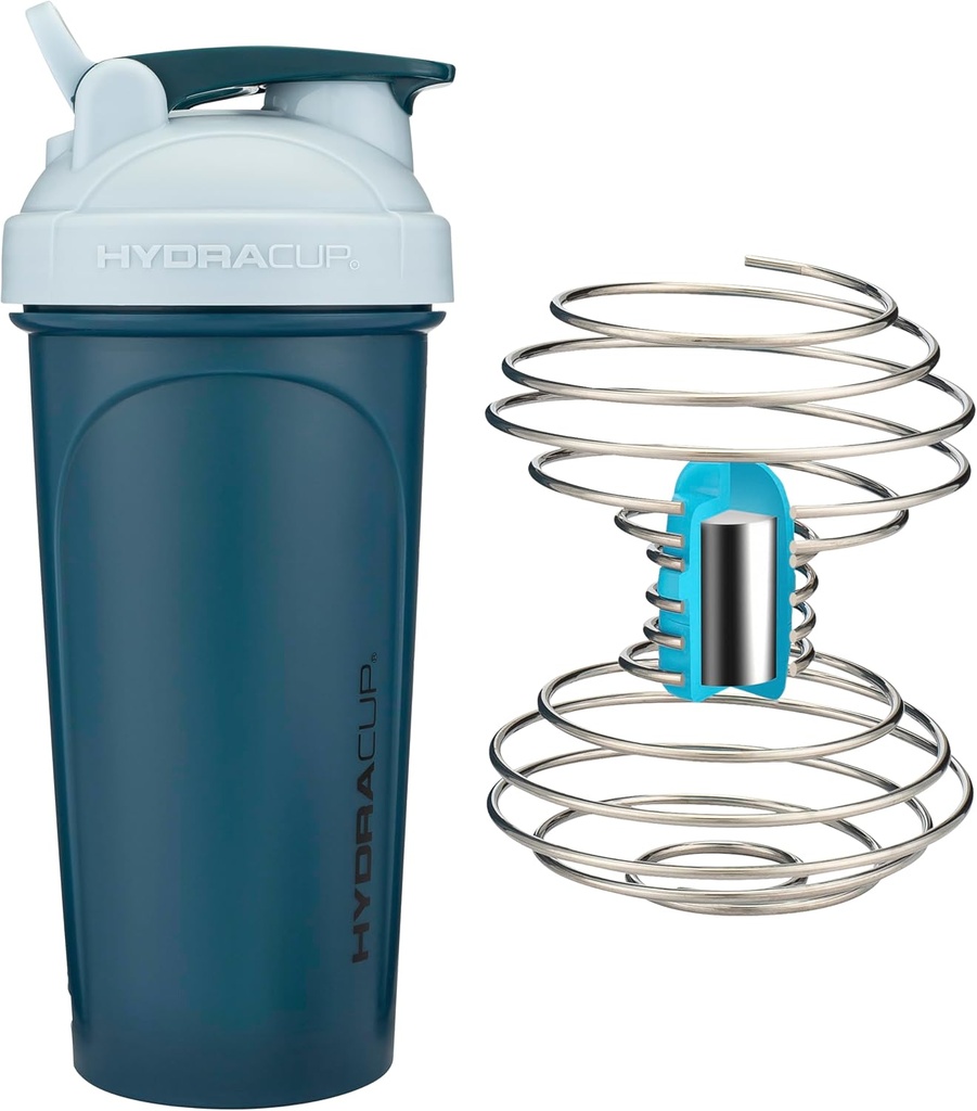 IdraCup Power Shaker w/Weighted Whisk, 28oz - Più veloce miscelazione, meno Shaking richiesto, Clump-Free Protein Shakes, Shaker Cup (Polypropilene, Blu)