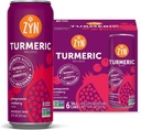 ZYN Turmeric Wellness Drink (6 Pack), Pomegranate Cranberry aromatizzato curcumina curcuma bere con pepe nero, No Aggiunto Zucchero, Carbo basso & Basso Calorie Bere, Clean Alternative