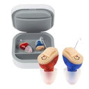 CIC apparecchi acustici per anziani, Amplificatori acustici invisibili coppia, ITC Hearing Aid Nano Technology for Adults Mild Moderate Hearing Loss, Small Tiny (Pair Red Blue) ZHONDGE (ZDC-901A)