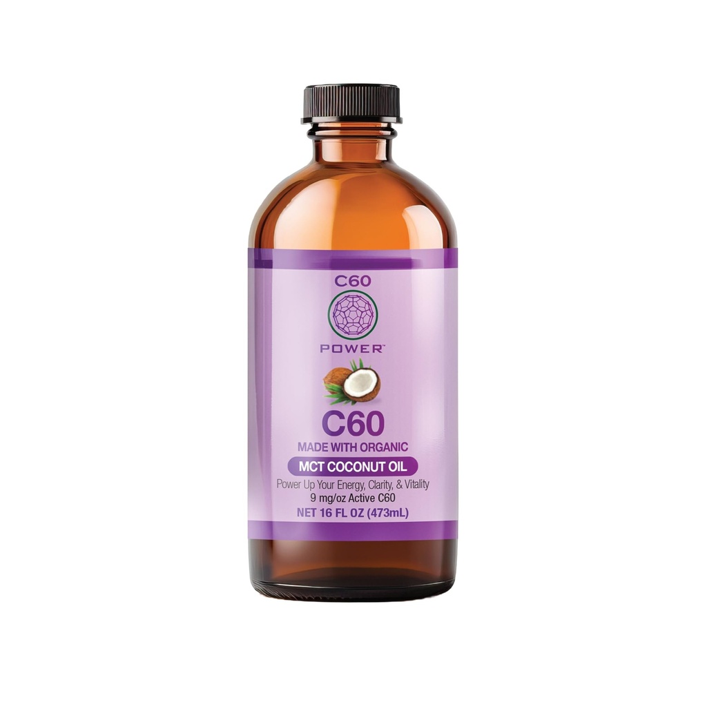 C60 Purple Power Organic MCT Coconut Oil, Organic Cold-Pressed Coconut Oil, 99,99% Pure C60 Carbon Fullerenes (16 oz)