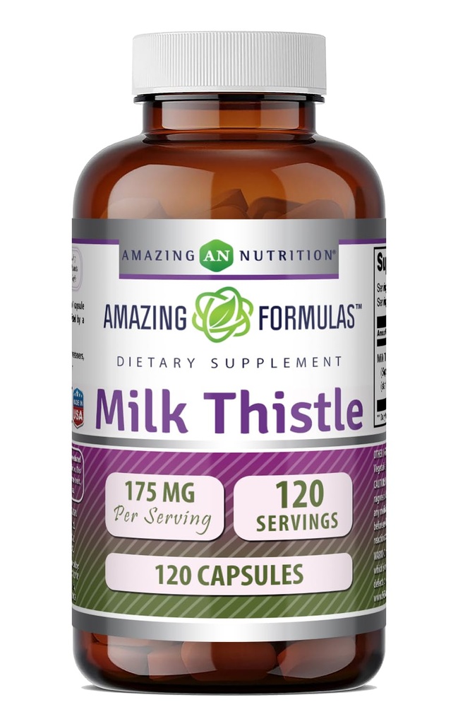 Incredibile Formulas Milk Thistle Supplemento | 175 Mg per Serving | 120 capsule | Non-GMO | Gluten-Free | Made in USA