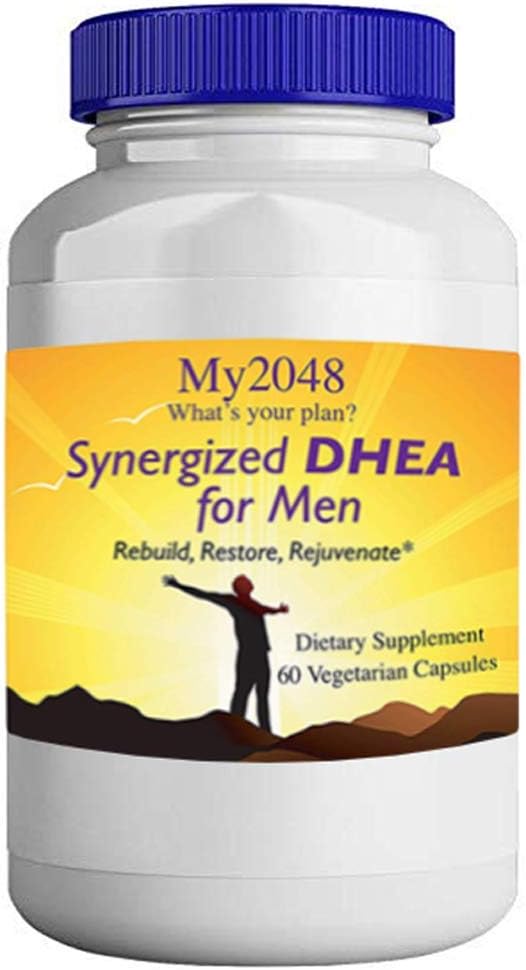 DHEA per gli uomini - My2048 Synergized in capsule vegetariane, 60 conte, equilibrio ormonale, comprende 25 mg DHEA, 50 mg acido alfa-lipoico, e 50 mg DIM diindolylmethane