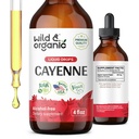 Wild & Organic Cayenne Pepper Tincture - Supporto Digestivo con Estratto di Capsaicina - Cayenne Pepper Liquid Drops for Overall Well-Being - Vegan, Sugar & Alcohol-Free - 4 fl oz