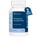 Integratore di potassio ad alto assorbimento di vita per la salute del muscolo, del cervello e dell'osso - nessun supplemento di potassio elementare ad alta potenza, fatto in USA (120 capsule – 60 porzioni)