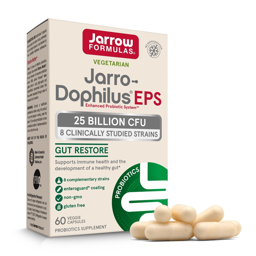 Jarrow Formulas Jarro-Dophilus EPS Higher Potency - 25 miliardi di Atto per Serving - 60 Caps Veggie - Multi-Strain Probiotic - Salute Intestinale & Immune - 60 Serve
