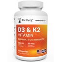Dr. Berg Massima Forza 2-in-1 Vitamina D3 K2 5000 IU | Naturally Derived D3 | 4X Lab-Tested & Verified | Formula ad alto assorbimento | K2 D3 Vitamin Supplemento - 60 capsule