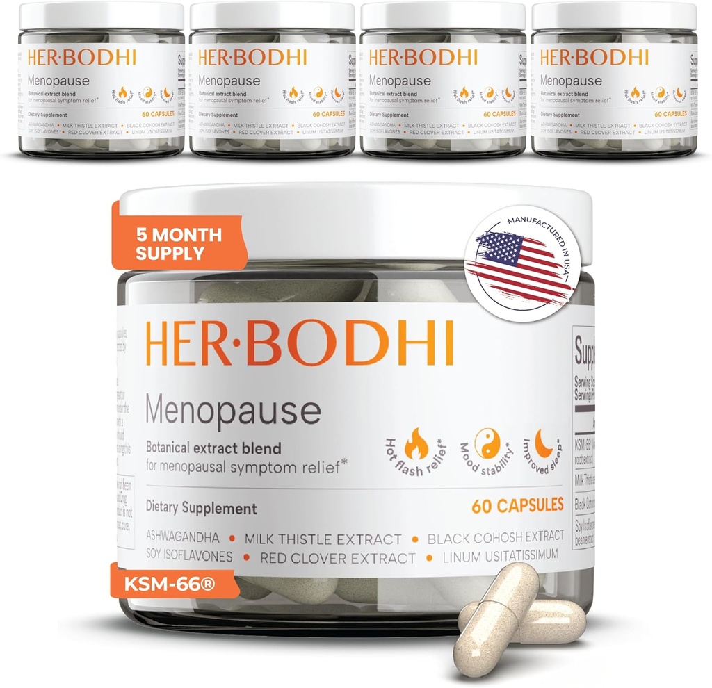 Menopausa bilancia ormonale per le donne, Estrogen Soy Isoflavones Menopause Supplemento per le donne, Ashwagandha, Nero Cohosh Hot Flashes Menopause Relief, Night Sweats Relief 300Caps