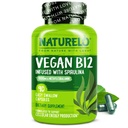 NATURELO Vegan B12 - Methyl B12 con Spirulina Organica - Alta Potenza Vitamina B12 1000 mcg Methylcobalamin - Supporta Mood sano, Energia, Cuore e salute degli occhi - 90 capsule