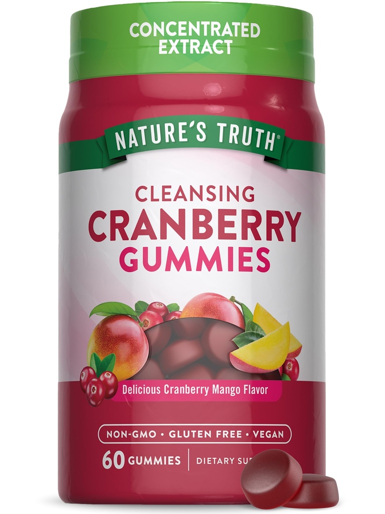 Verità della natura Cranberry Gummies | 60 Count | Vegan, Non OGM & Gluten Supplemento gratuito | Cranberry Mango Flavor