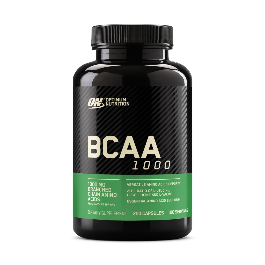 Optimum Nutrition Instantized BCAA catena ramificata Aminoacidi essenziali capsule, 1000mg, 200 Count