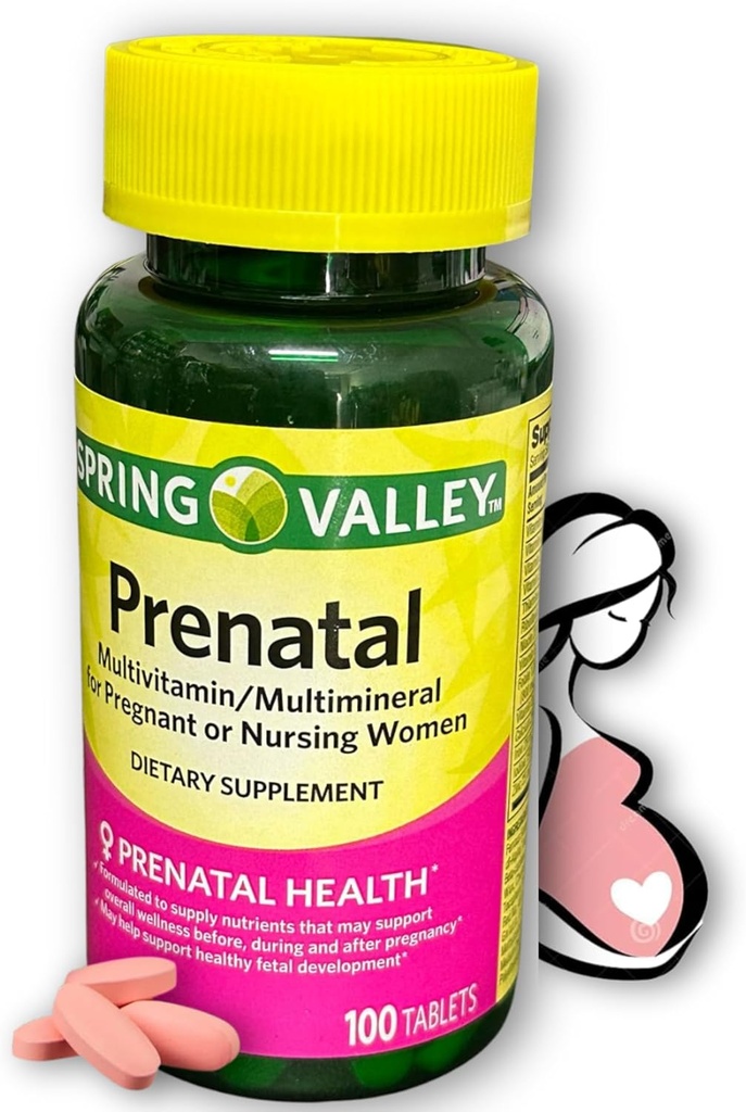 Vitamine Prenatali - Multivitamina Multimineral per le donne incinte e infermiera Supplemento compresse 100 Ct