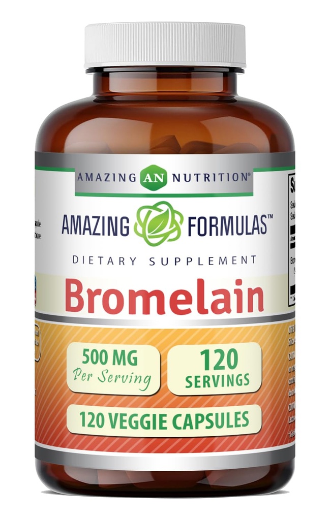 Incredibile formula Bromelain Supplemento | 500 Mg Per Serving | Capsule Veggie | Non-GMO | Gluten Free | Made in USA | Ideale per vegetariani (1 Pack | 120 Count)
