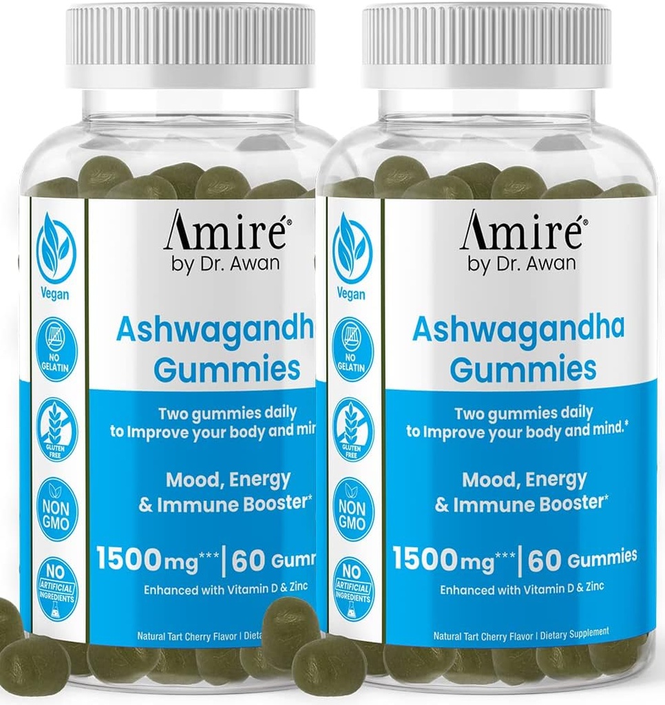 Amire del Dr. Awan Ashwagandha Gummies, Mood, Energy, & Immune Booster, 120ct, 60day Supply