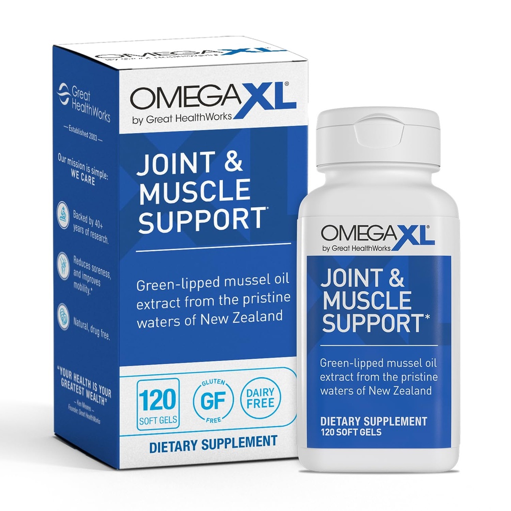 Integratore di sostegno congiunto OmegaXL - Supporto muscolare naturale, olio di Mussel verde, pillole di gel morbido, senza farmaci, 120 conte