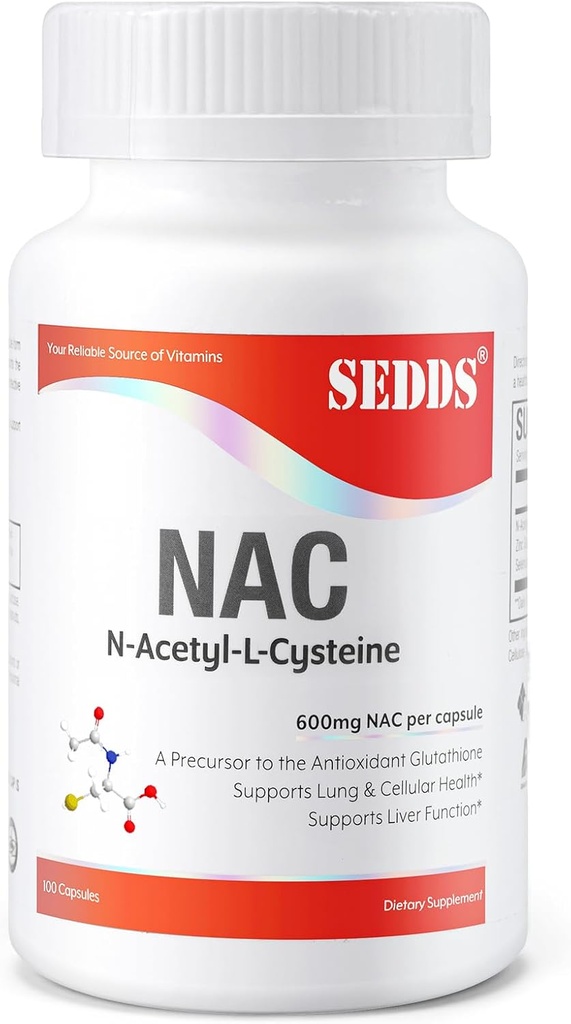 Integratori, N-Acetyl Cysteine (NAC) 600mg, 100 Veg Capsule - Non OGM, Gluten Free