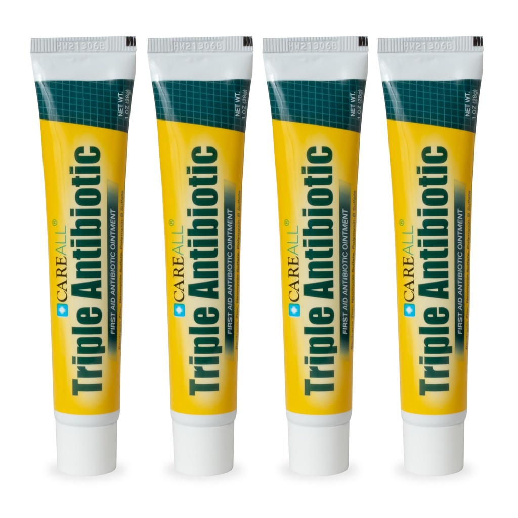 CareAll Triple Antibiotic Ointment 1.0 oz (4 Pack), First Aid Ointment for Minor Scrapes, Cuts, and Burns to Help Prevent Infection, Confronta i principi attivi del marchio leader