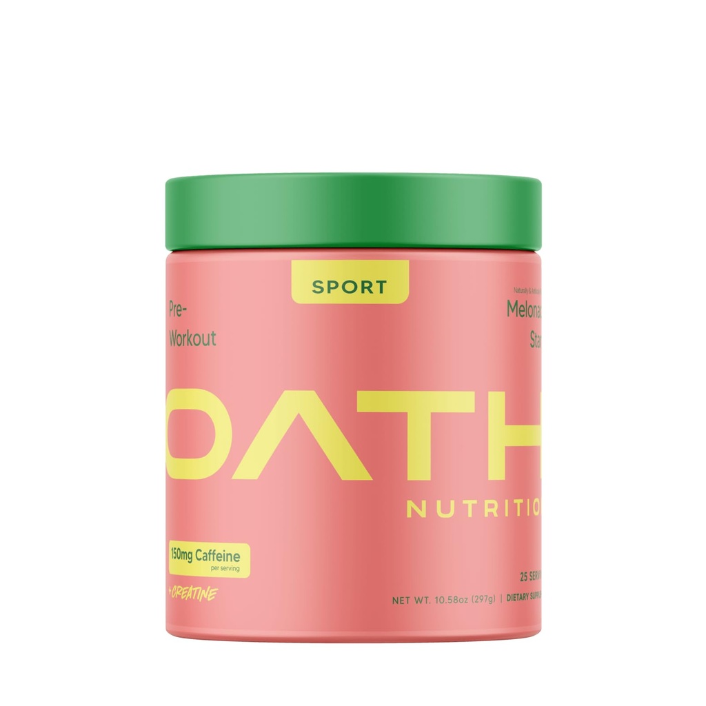 Oath Nutrition Sport Sugar Free Pre-Workout Powder, Melonade Stand, Contiene Creatina Monoidrato, Caffeina e Beta Alanine, Polvere pre allenamento per le donne e gli uomini, 25 Serve