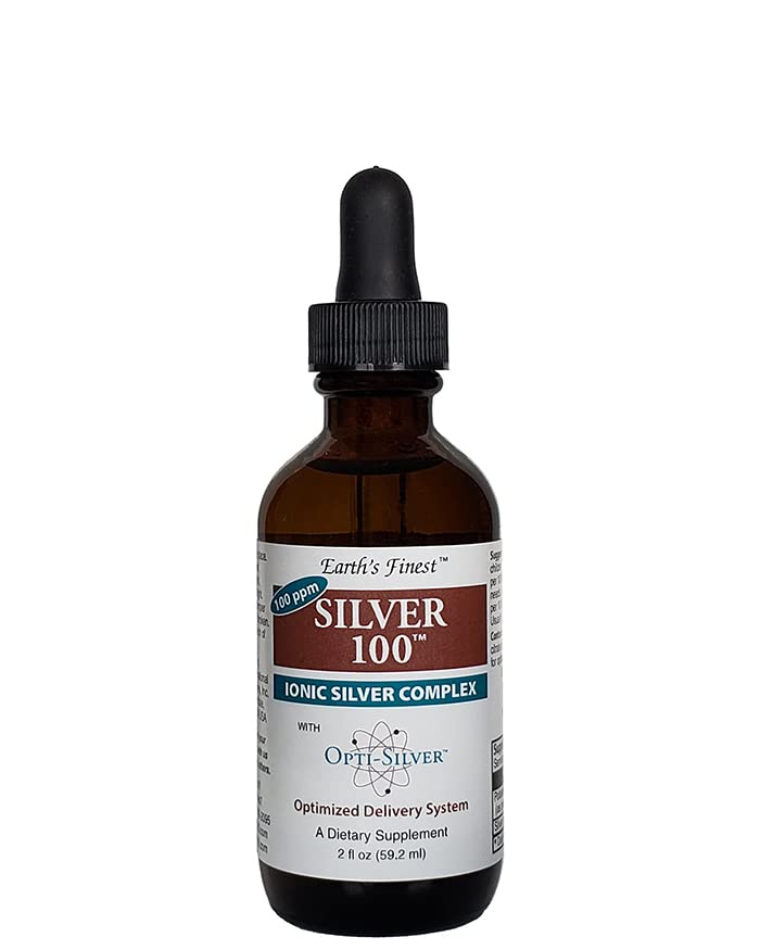 Silver 100 Ionic Silver Complex con sistema di consegna ottimizzato Opti-Silver per il supporto immunitario - 100 ppm, 2oz (59.2mL) - Dropper