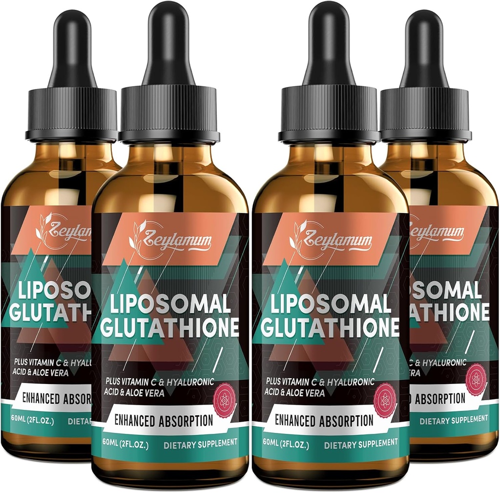 2000MG Glutathione Liquido Gocce, Assorbimento Ultra Alto, Detossicazione Naturale, Sistema Immune & Supprot*, L-Glutathione, Vitamina C & Acido Ialuronico, Capsule Alternativa, 8.08 OZ