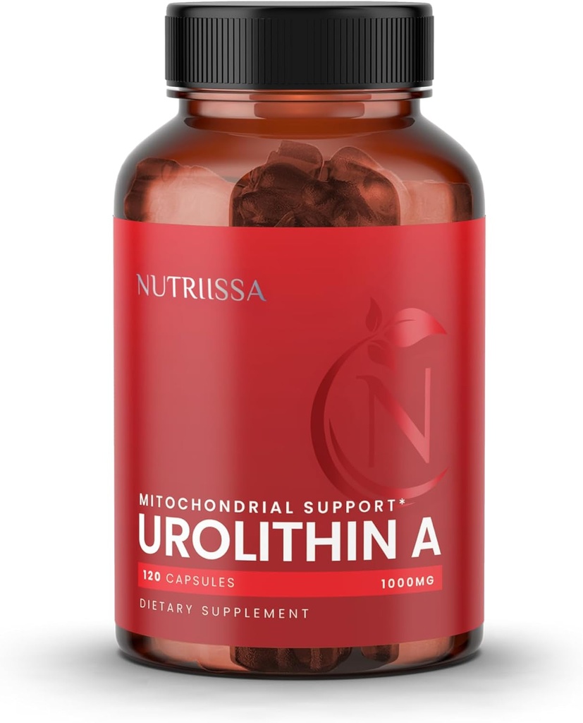 Nutriissa Urolithin A 1000mg - Advanced Cellular Rejuvenation, Muscle Strength - EPEB Certified for Purity & Potency - Vegan, 120 Capsule
