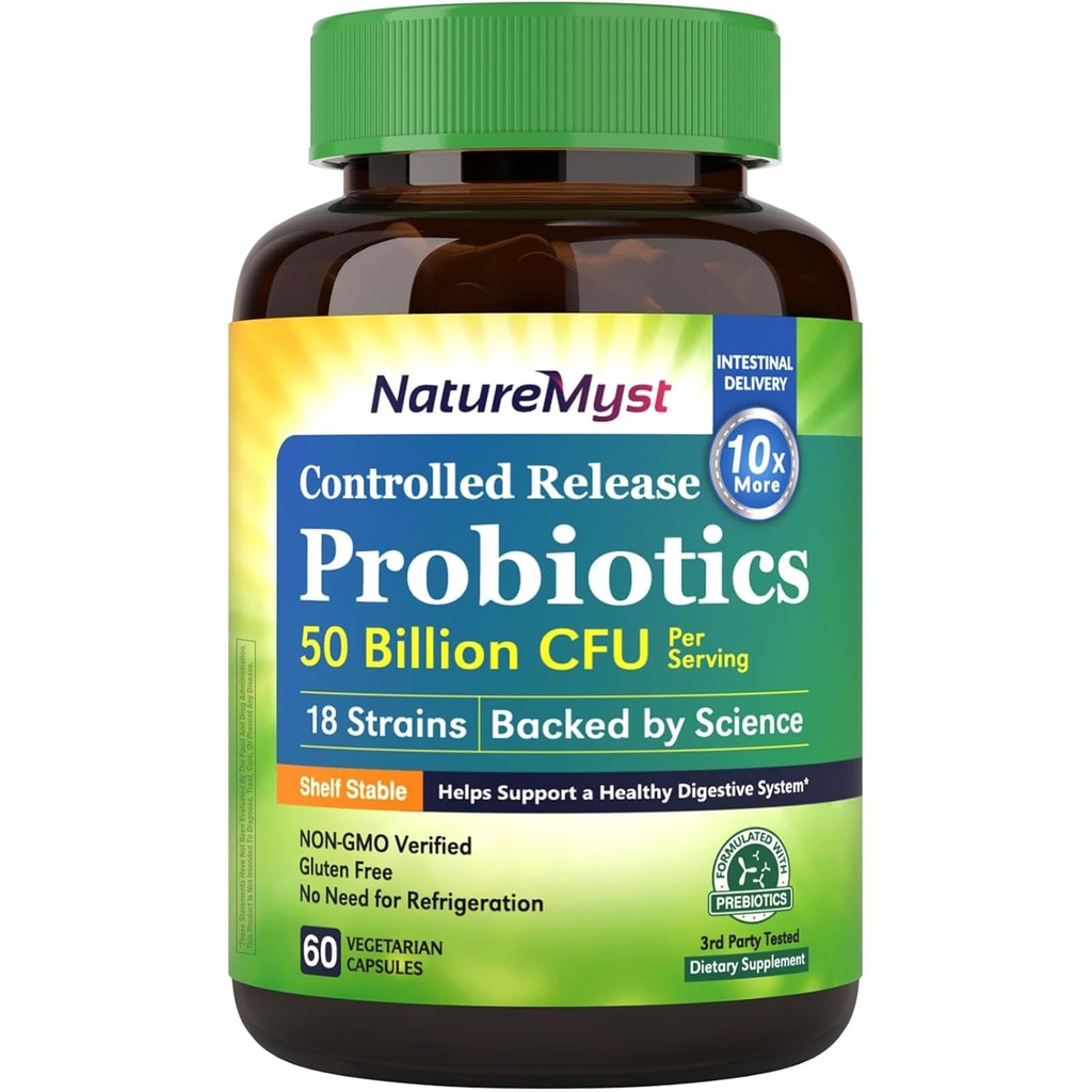 Probiotici 50 miliardi per porzione, 18 Stratine Probiotiche, 60 Capsule Veggie - Non OGM, Gluten Free