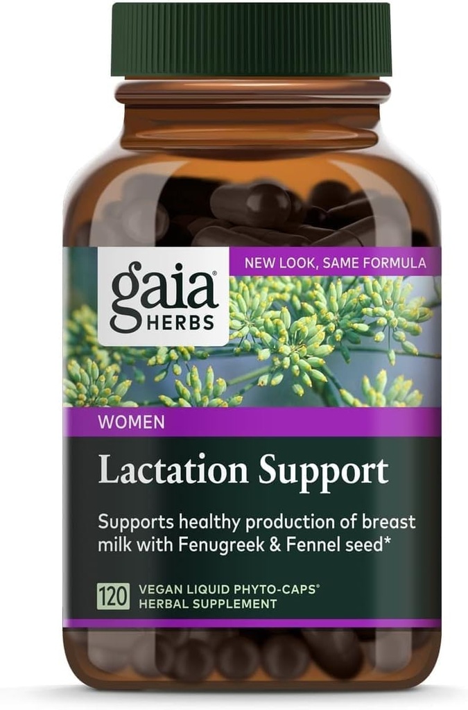 Gaia Herbs Lactation Support - Supporta la produzione sana di latte materno nelle madri infermieristica* - con semi di fieno greco, semi di finocchio e foglia di lampone - 120 Vegan Liquid Phyto-Capsules (Fornitura 40-Day)