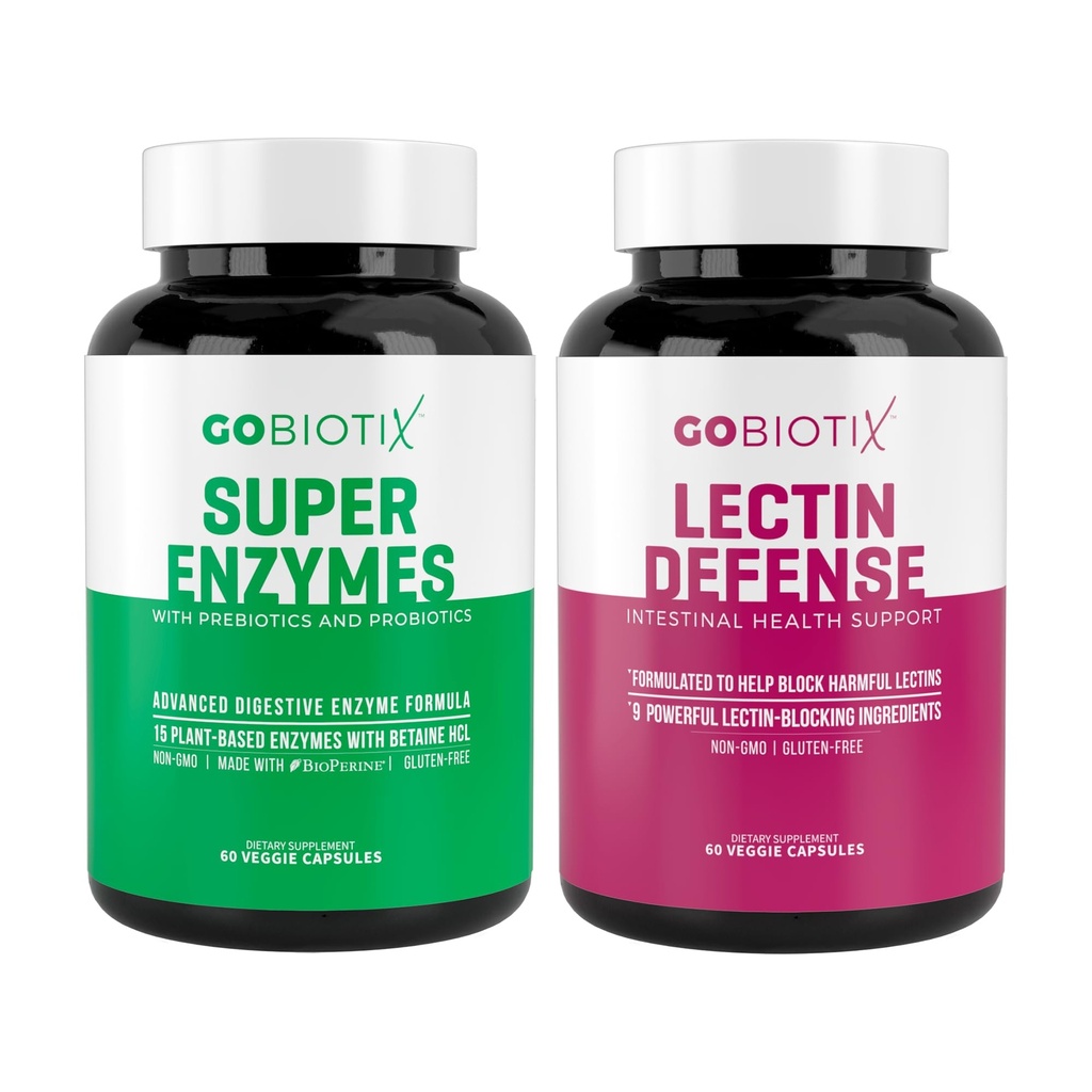 GOBIOTIX Super Enzimi Supplemento - Enzimi digestivi con prebiotici e probiotici per le donne e gli uomini - Supporta la salute del fegato, la digestione del glutine, l'assorbimento del lattosio, le pillole dietetiche basate sulle piante