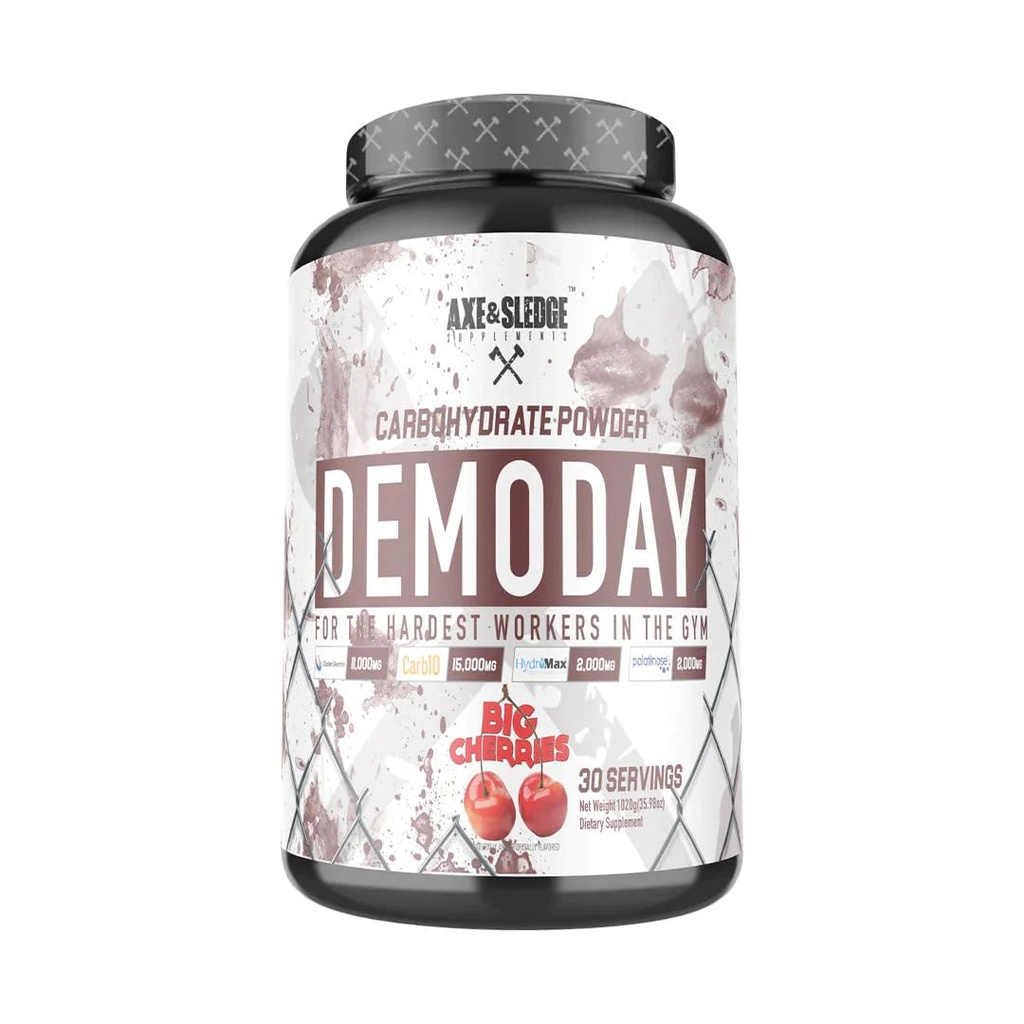 Axe & Sledge Integratori Demo Day In-Workout Carboidrato Polvere con Dextrin Cluster, Carb10, Hydromax, & Palatinose, Migliora le prestazioni e le pompe, 30 Serve (Big Cherries)