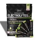 Pacchetti di bacchette di elettrolito migliorati (Strawberry Kiwi | 20 Packets) w/ 0 Zucchero +BCAAs +B-Vitamins Integratore elettrolitico w Potassium Zinc & Magnesio per l'idratazione - Keto Electrolytes
