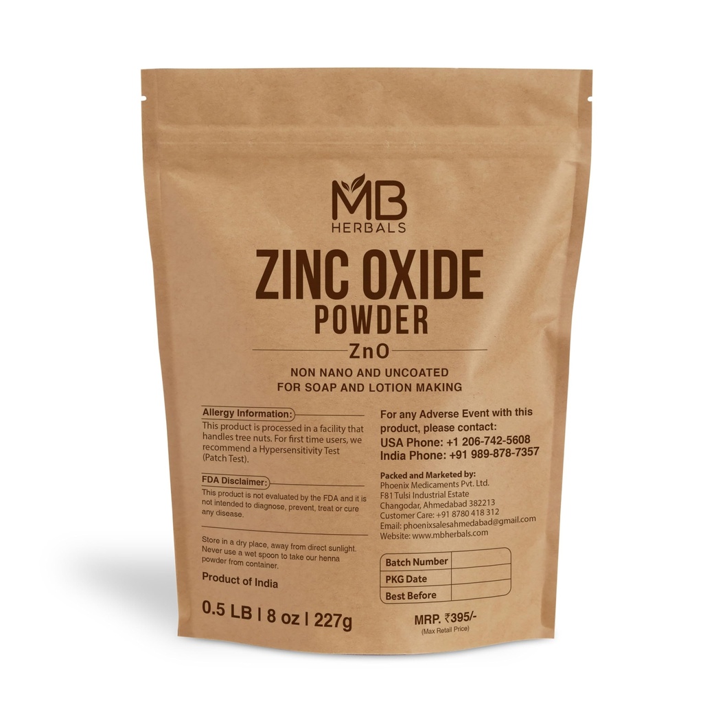 Polvere di ossido di zinco di MB 8 oz | non rivestita & non Nano | Per la crema di protezione solare fai da te