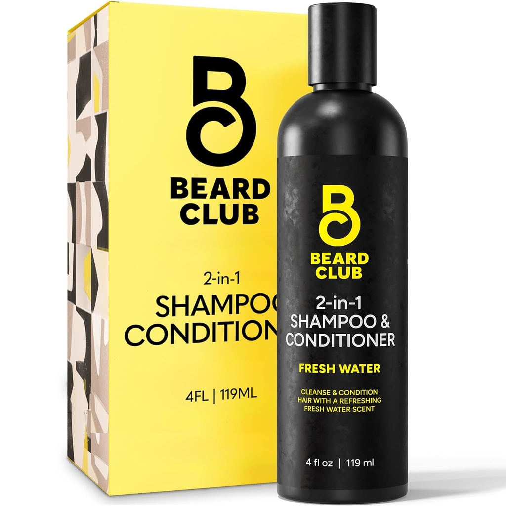 The Beard Club Mens 2 in 1 Shampoo e Set Condizionatore - Sulfate Free, idratante, agrumi concentrati per la cura dei capelli ricci e la cura della scala asciutta