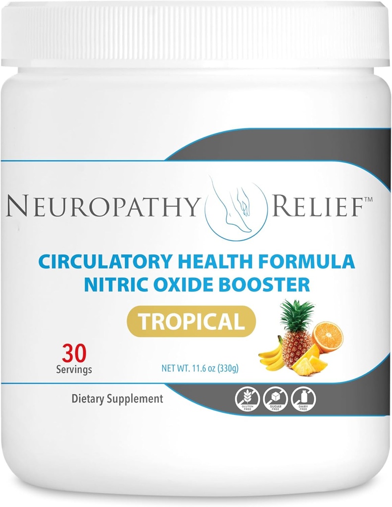 Neuropathy ReliefTM - Circulatory Health Formula - Nitric Oxide Booster - Tropical Flavor (1 Jar), 30 Servings