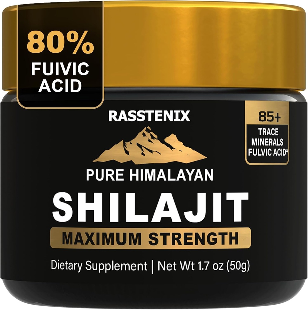Shilajit - Pure Himalayan Organic Shilajit Resina per l'energia, la potenza massima, la consistenza mentale e l'immunità - 85+ Natural Trace Minerals & Fulvic Acid - Natural Shilajit Resina per uomini e donne