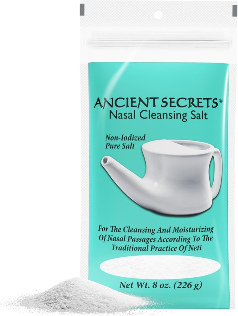 ANCIENT SECRETS sale detergente nasale, non-Iodized – USP-Grade cloruro di sodio per qualsiasi vaso di neti, Sinus Irrigation System, 8 Oz