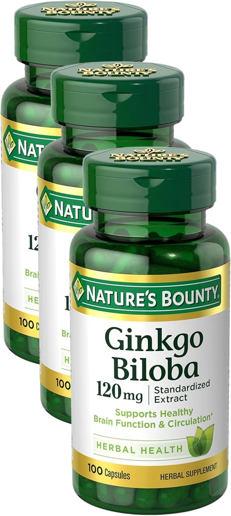 La Bounty Ginkgo Biloba Capsule 120mg, Integratore di Supporto di Memoria, Supporta la Funzione di Cervello e l'Alertness Mentale, 100 Capsule (Pack of 3)
