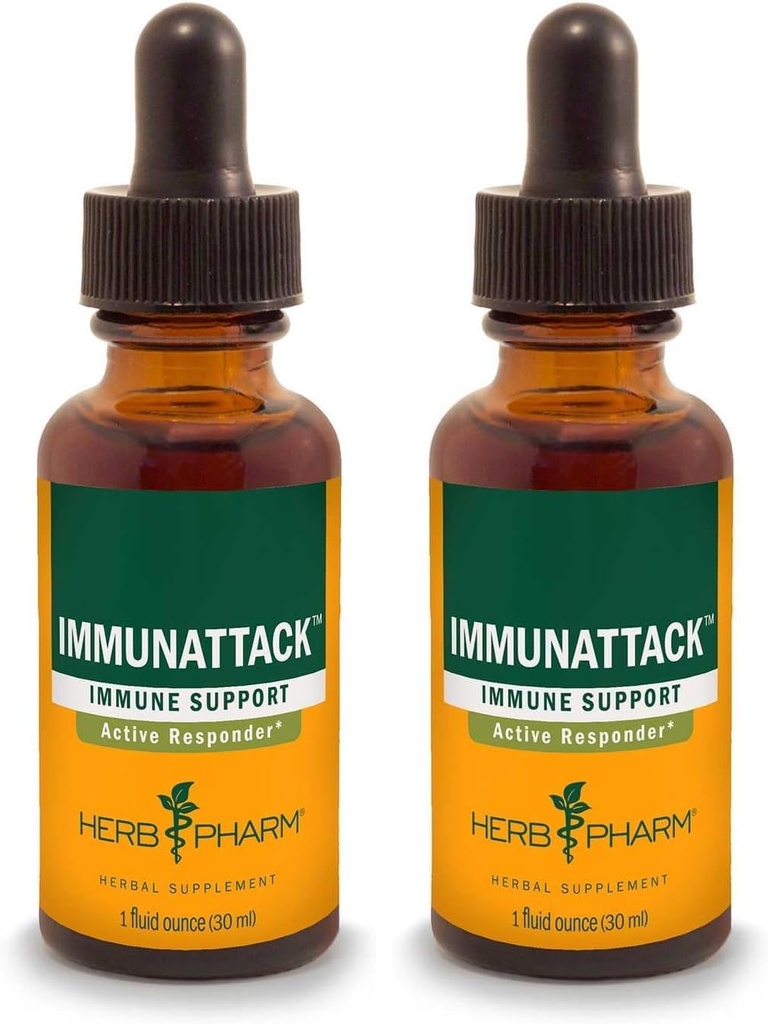 Herb Pharm Immunattack Liquid Herbal Formula per il supporto del sistema immunitario - 1 oncia (FIMAT01) (Pack of 2)