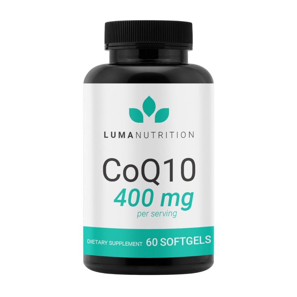 Luma Nutrition CoQ10 400mg Softgels - High-Absorption Coenzyme Q10 - Co Q-10 200mg / 400mg Per Serving - Salute del cuore - 60 Liquid Softgels