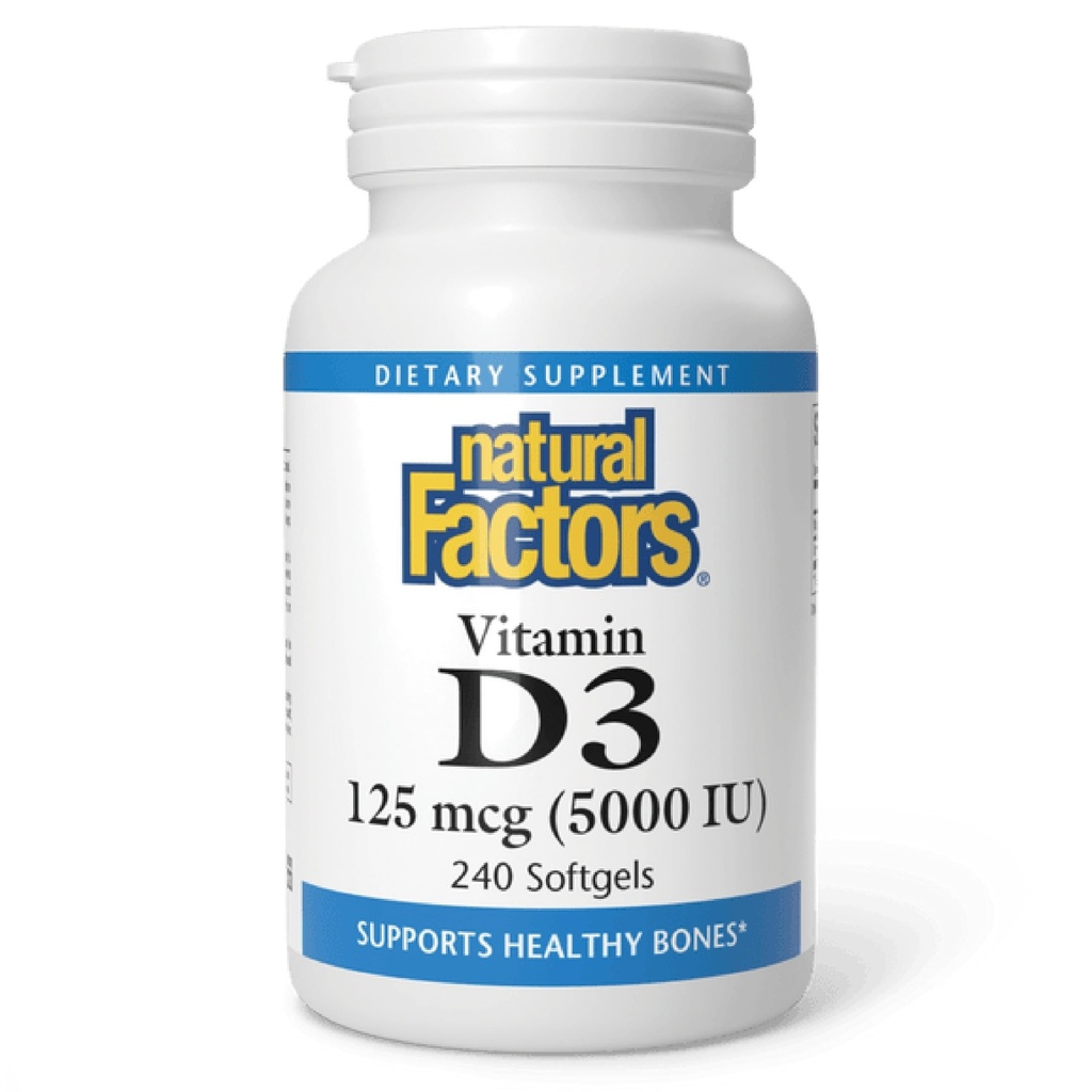 Fattori naturali, Vitamina D3, 5.000 UI, Supporta Joint, Salute Bone & Immune, 240 Conta (Pacchetto di 1)