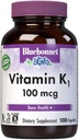 Bluebonnet Vitamin K1 100 mcg Supporta la salute del chiodo - Phylloquinone Cristallina Vitamina K Supplemento - Non OGM, Kosher Certificato, senza glutine, senza latticini - 100 Vegan Caplets