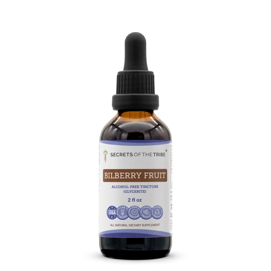 Segreti della Tribù Bilberry Fruit Alcohol-Free Liquid Extract, Bilberry (Vaccinium Myrtillus) Dried Fruit Tincture Supplement (2 FL OZ)