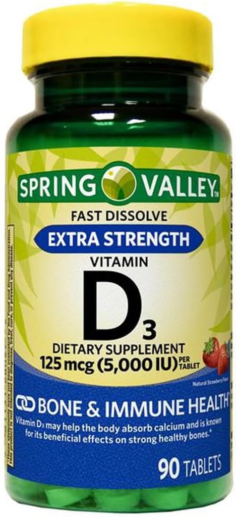 Supplemento dietetico, 125 Mcg (5.000 UI), aroma di fragola, 90