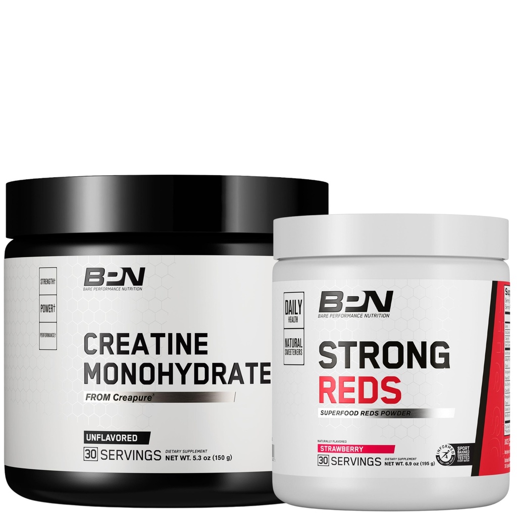 BARE PERFORMANCE NUTRITION BPN Creatina Monoidrato e forti rossi Bundle