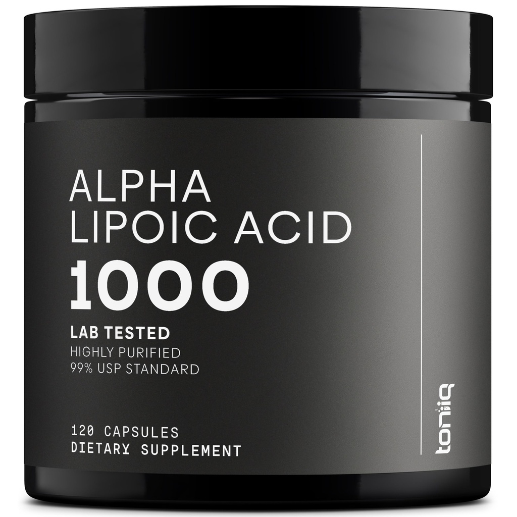 Toniiq 1000mg Ultra High Strength Alpha Lipoic Acid Capsule - Altamente purificato 99%+ USP Standard - 120 Capsule ALA Supplemento