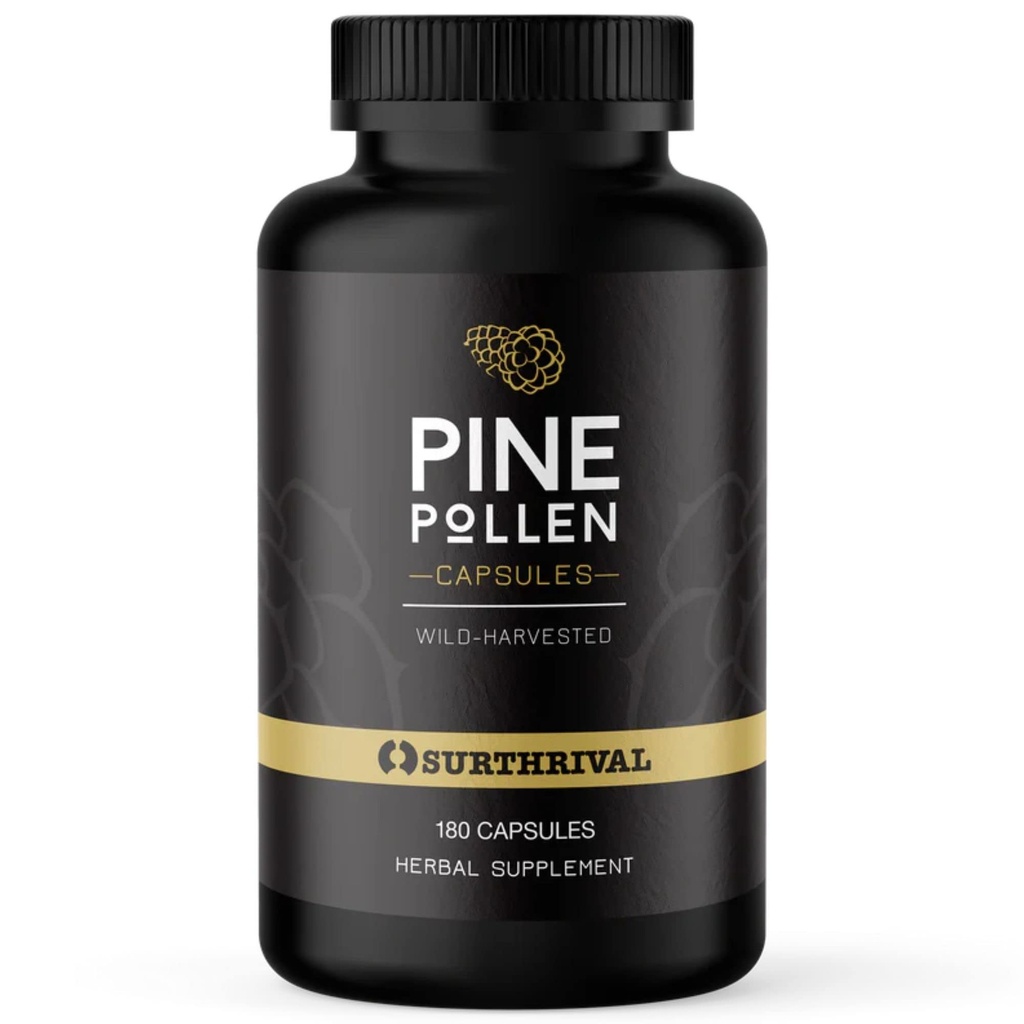 Surthrival: capsule di polvere di polline di pino (180 conte), selvaggio raccolto, energia e ripristino di resistenza
