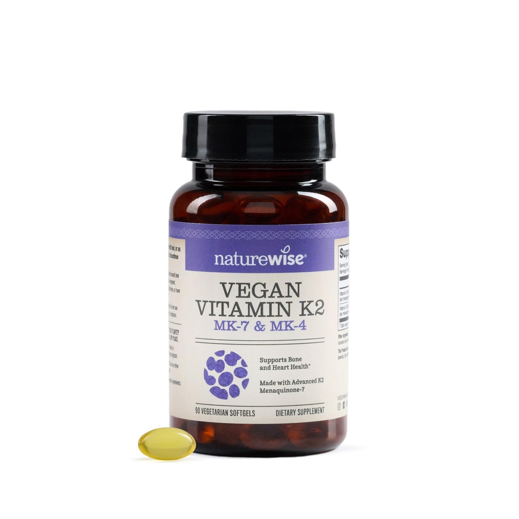 NatureWise Vitamin K2 600mcg Supplemento con MK-7 100mcg & MK-4 500mcg - Formula biodisponibile avanzata - K Complesso per la salute di ossa e di cuore - Vegan, senza glutine, non OGM -90 Softgels[3-Month alimentazione]