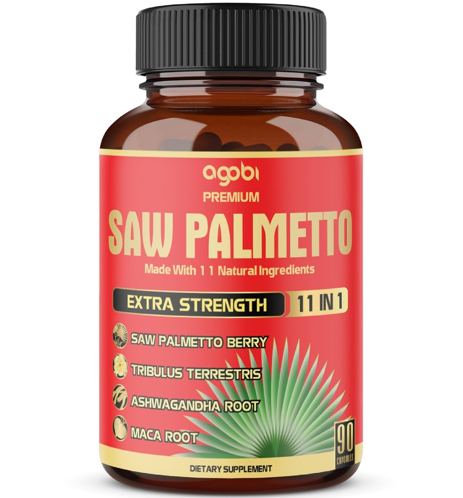 Capsule Palmetto Sega Premium - Combinate con Ashwagandha, Turco, Tribulus, Maca, Tè Verde, Ginger, Sacra Basilio & More - 90 Capsules 3-Month Fornitura