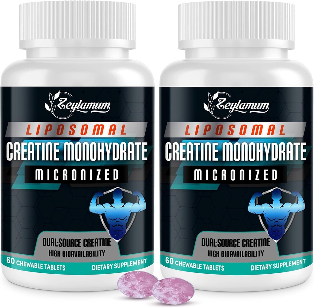 Creatina Chews compresse per uomini e donne, Creatina Monoidrato, 99% Assorbimento con Liposomal & Micronized, 60 Serve