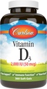 Carlson - Vitamina D3, 2000 IU (50 mcg), Bone Salute, Muscolo Salute, Cholecalciferol, Integratori di vitamina D, Vitamina D3 Soft Gel, 360 Softgels